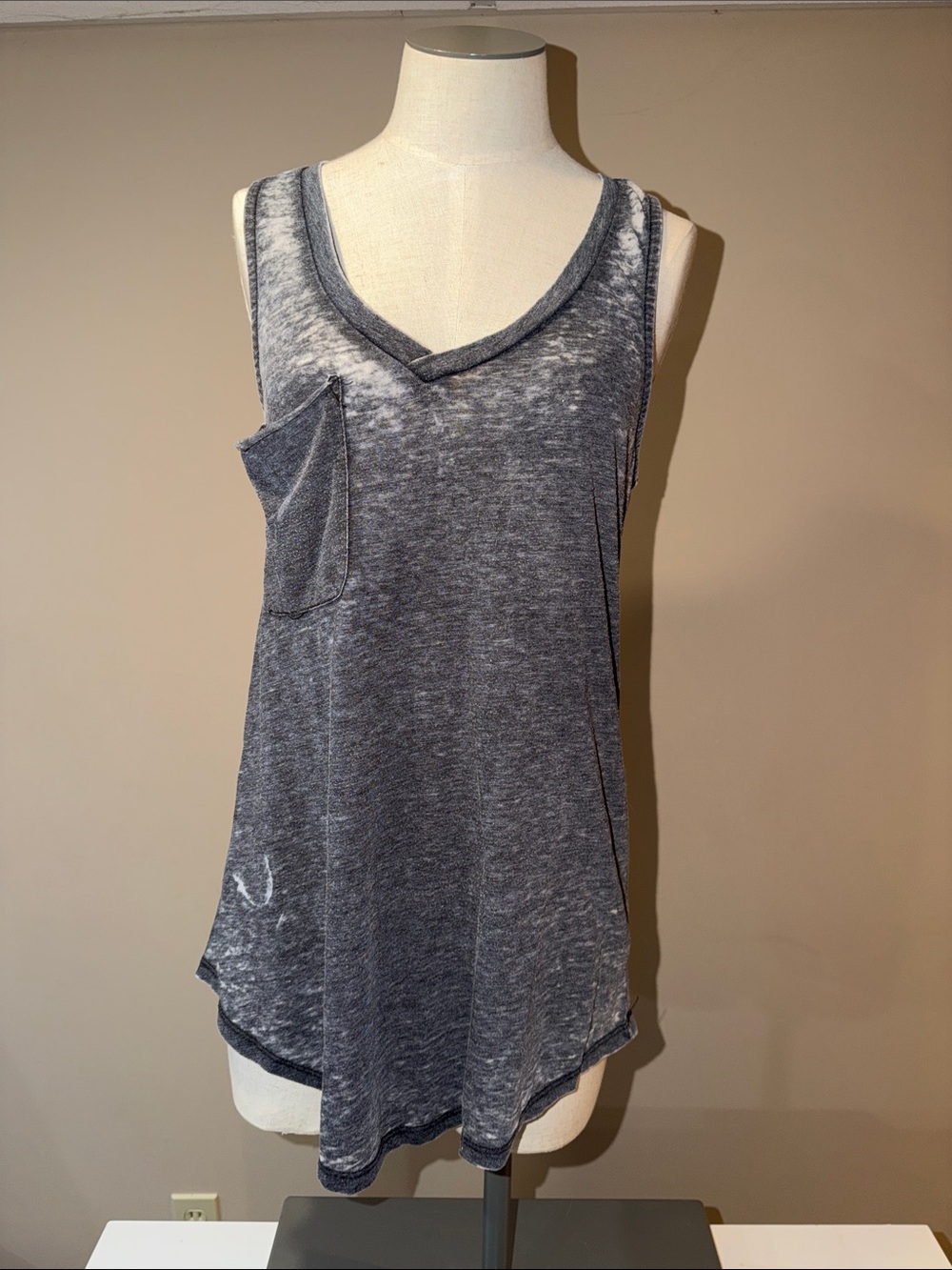 White Crow Washed Charcoal V-Neck Tank - Women